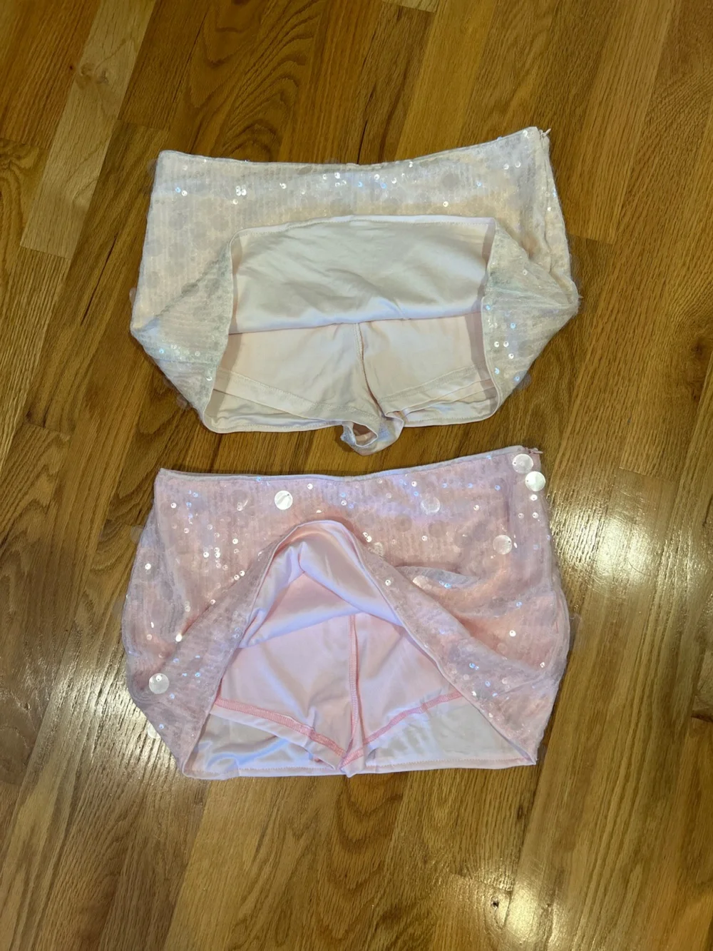 SHEIN Sequin Mini Skirts in Apricot & Light Pink